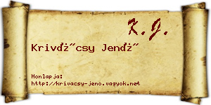 Krivácsy Jenő névjegykártya