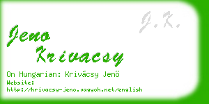 jeno krivacsy business card